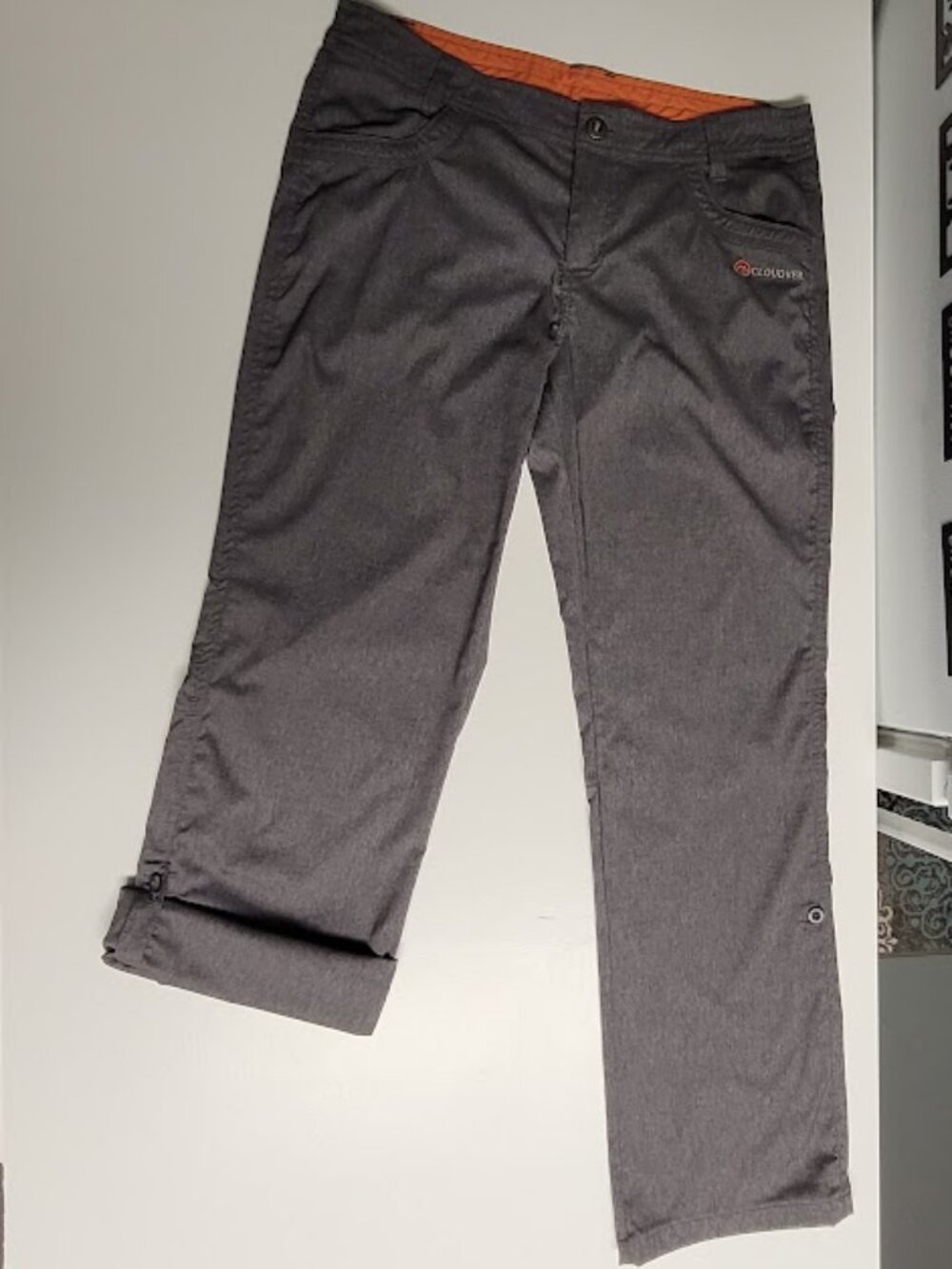 Cloudveil-Lightweight Quick Dry Active Trail Pant w/ Roll-Up Cuffs-Size Med-Grey